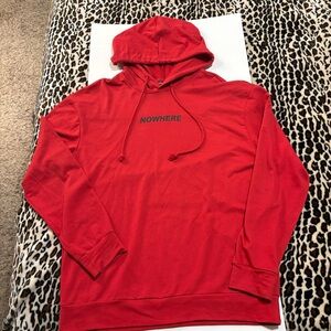 Red “NOWHERE” Hoodie Men’s‎ M Unisex Pullover Light Sweatshirt